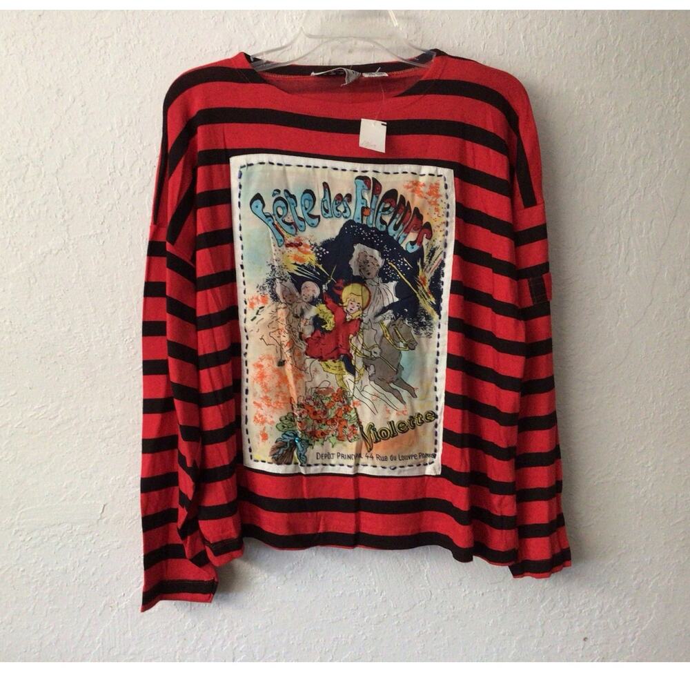 Vintage Top Stripes NEW Artsy Art to wear